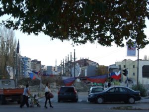 Closed bridge dividing the city of Mitrovica